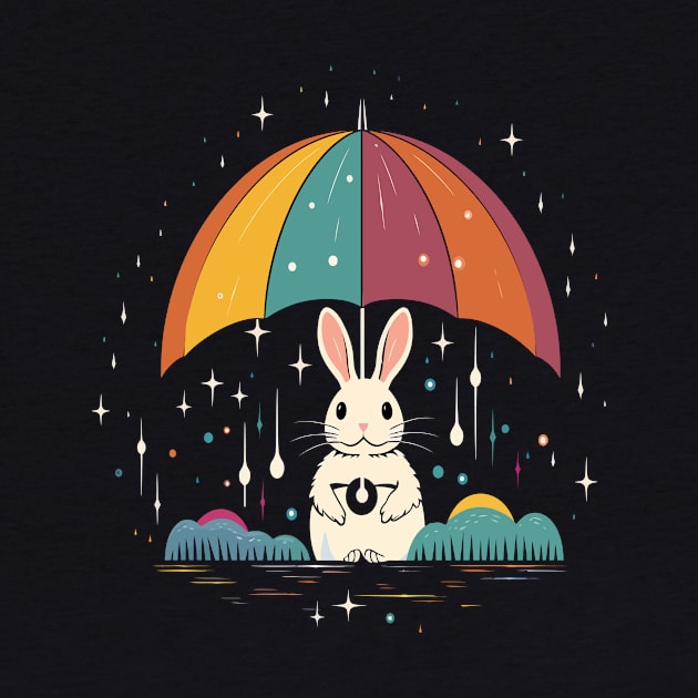 Arctic Hare Rainy Day With Umbrella by JH Mart